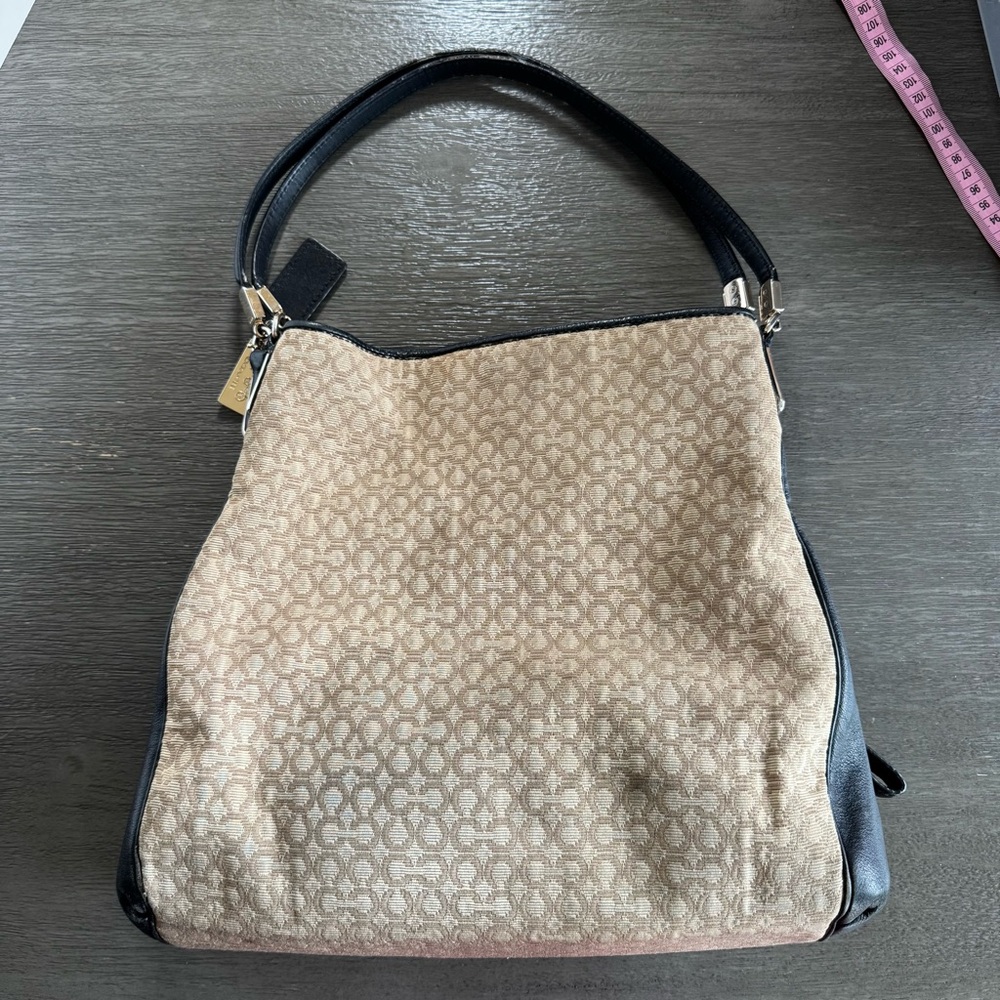Coach Madison Phoebe Needlepoint Shoulder Bag Leather Purse Monogram - Picture 4 of 10